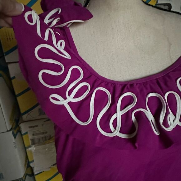 Profile Purple One-Shoulder Ruffle Swimsuit - Picture 2 of 5